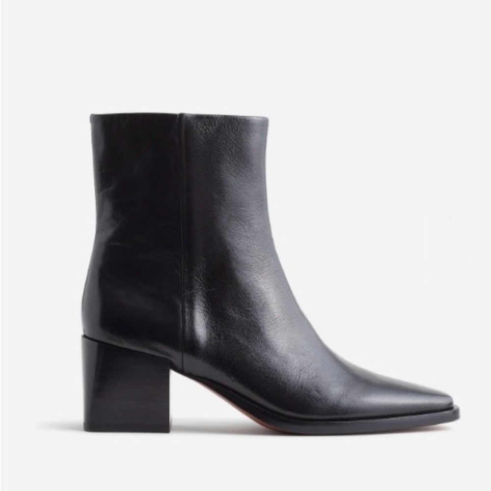 Madewell Women's Black Leather Ankle Boots - Sleek Zip Booties Size 10.5 - Picture 2 of 12